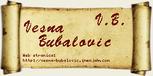 Vesna Bubalović vizit kartica